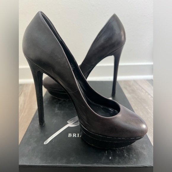 Brian Atwood B Fontaine High Heel Pump - Black / Lizard - size 8 - Picture 4 of 12